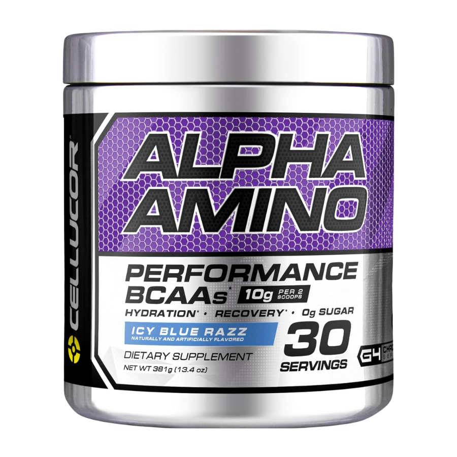C4 Alpha Amino BCAA Powder, Post Workout Recovery with Electrolytes, Coconut Water & Zero Sugar, Blue Raspberry Flavor– 30 Servings