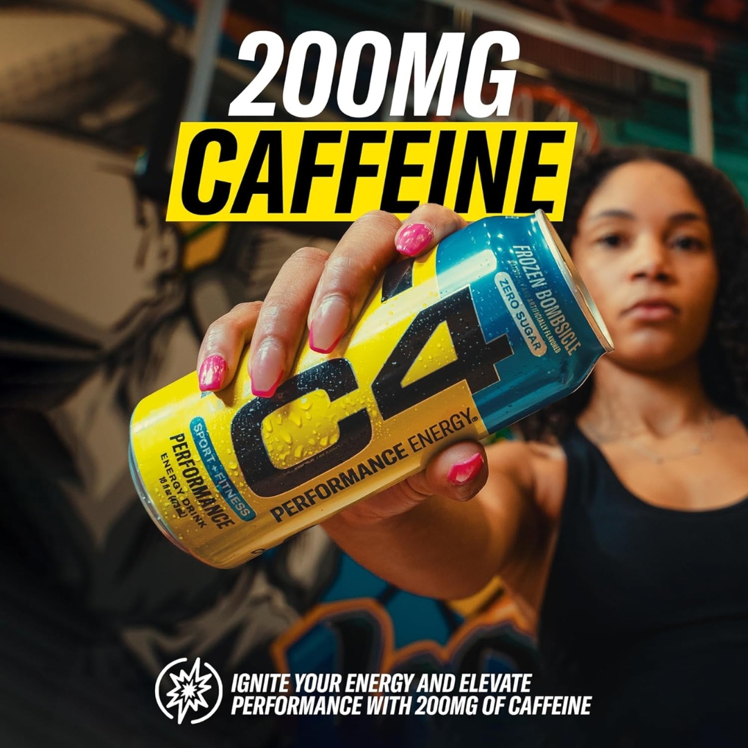 C4 Pre Workout Energy Drink With Beta-Alanine, Zero Sugar, Carbonated Drink for Strength & Endurance, Midnight Cherry Flavor – 12 Pack