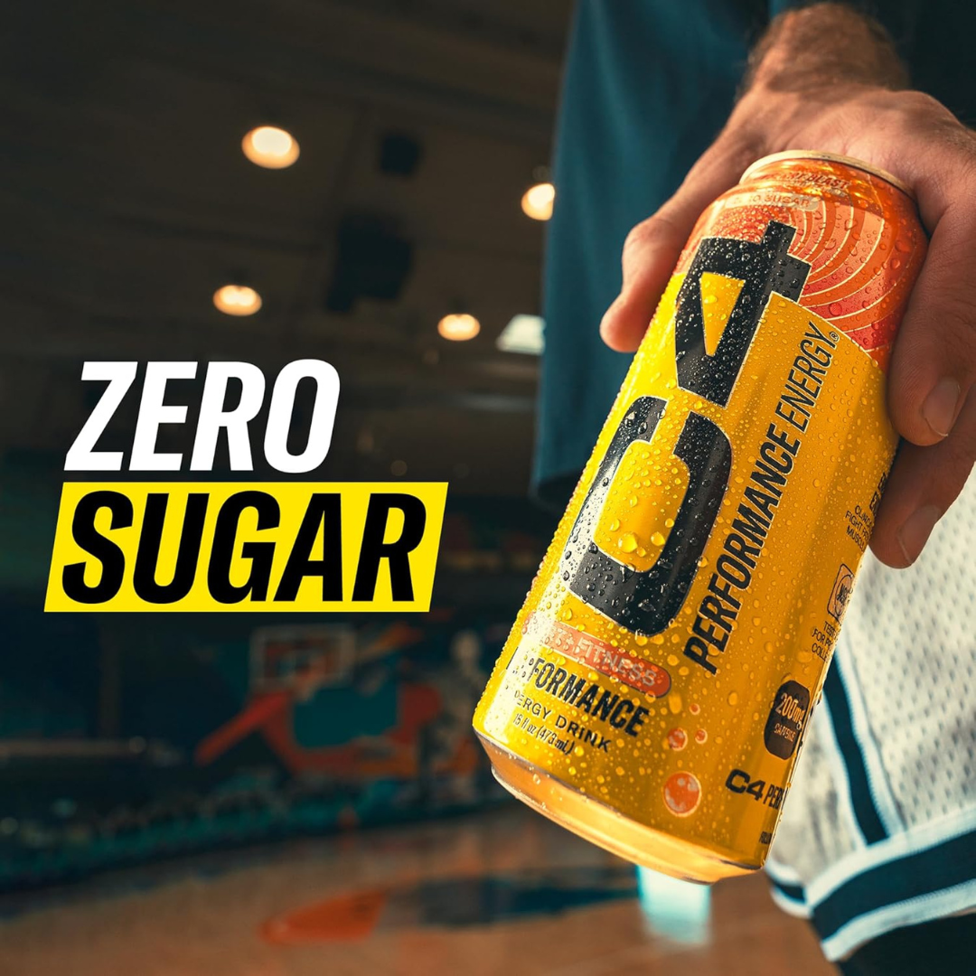 C4 Pre Workout Energy Drink With Beta-Alanine, Zero Sugar, Carbonated Drink for Strength & Endurance, Midnight Cherry Flavor – 12 Pack