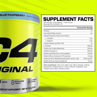 C4 Original Pre Workout Powder with Zero Sugar, Beta-Alanine, Vitamin C, for Energy, Focus & Performance, Icy Blue Razz Flavor – 30 Servings