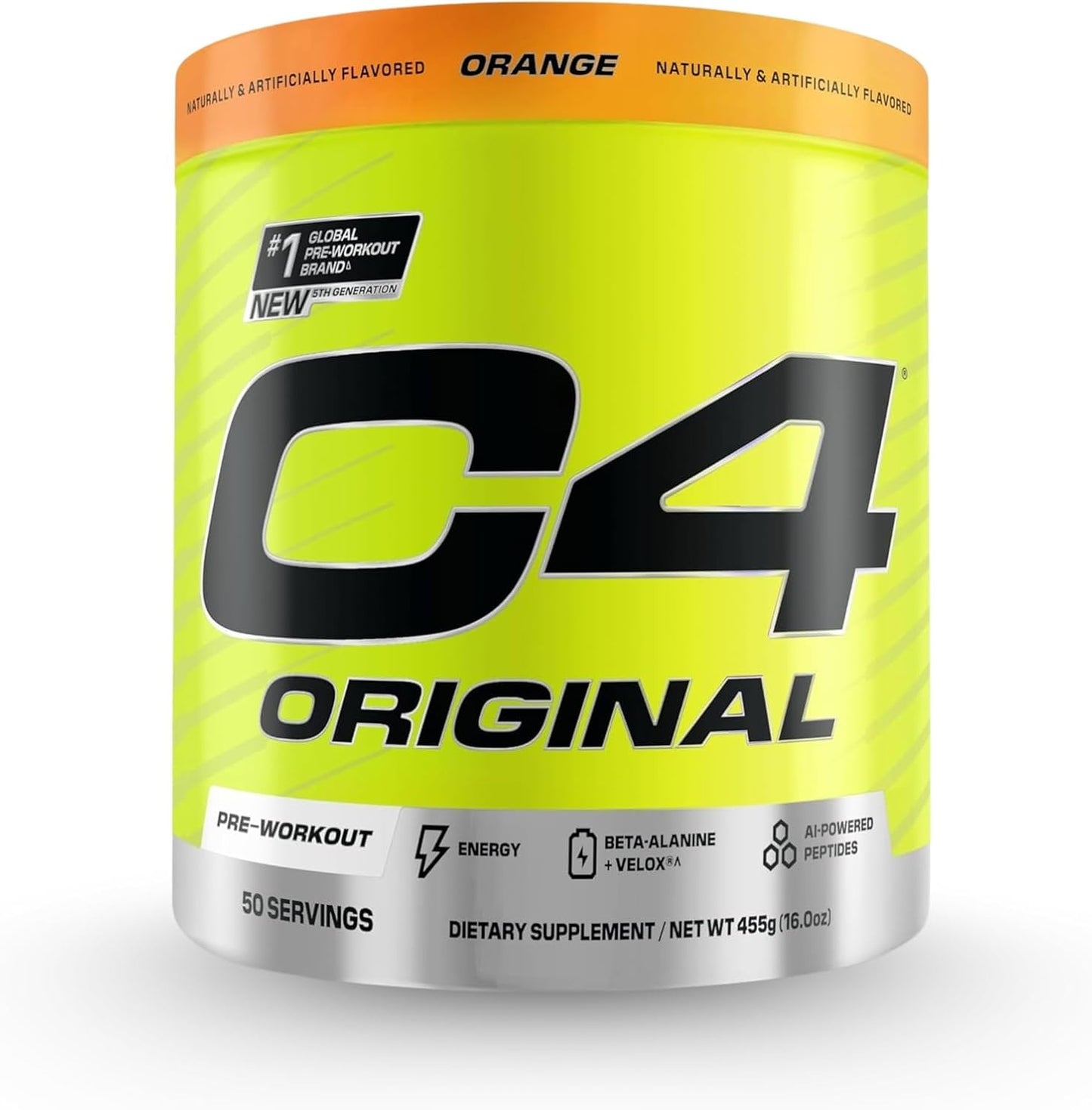 C4 Original Pre Workout Powder with Zero Sugar, Beta-Alanine, Vitamin C, for Energy, Focus & Performance, Orange Burst Flavor – 50 Servings