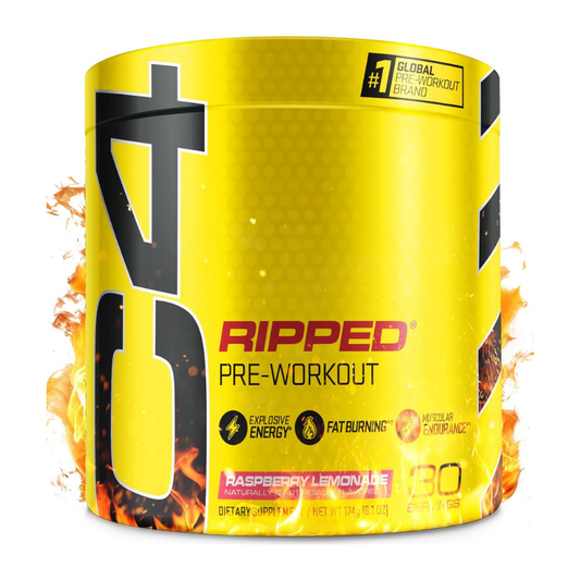 C4 Ripped Pre Workout Powder with CarnoSyn Beta-Alanine & L-Carnitine, Zero Sugar Energy Supplement for Fat Loss, Focus & Performance, Raspberry Lemonade Flavor – 30 Servings