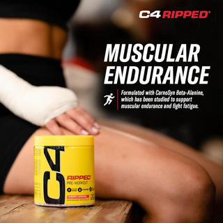 C4 Ripped Pre Workout Powder with CarnoSyn Beta-Alanine & L-Carnitine, Zero Sugar Energy Supplement for Fat Loss, Focus & Performance, Cherry Limeade Flavor – 30 Servings