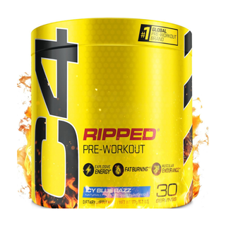 C4 Ripped Pre Workout Powder with CarnoSyn Beta-Alanine & L-Carnitine, Zero Sugar Energy Supplement for Fat Loss, Focus & Performance, Icy Blue Razz Flavor – 30 Servings