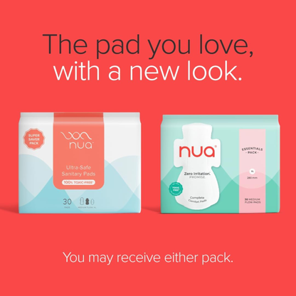 Nua Complete Comfort Sanitary Pads for Medium Flow, Rash-Free, Leak-Proof, Ultra-Soft Sanitary Napkins for Women - 30 Pads