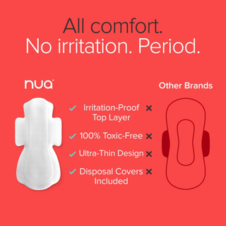 Nua Complete Comfort Sanitary Pads for Medium Flow, Rash-Free, Leak-Proof, Ultra-Soft Sanitary Napkins for Women - 30 Pads