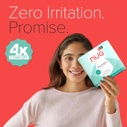 Nua Pads for Women, Rash-Free, Soft & Leak-Proof Period Pads, Comfortable Menstrual Pads -  Assorted Pack L, XL, XL+ (Pack of 24)