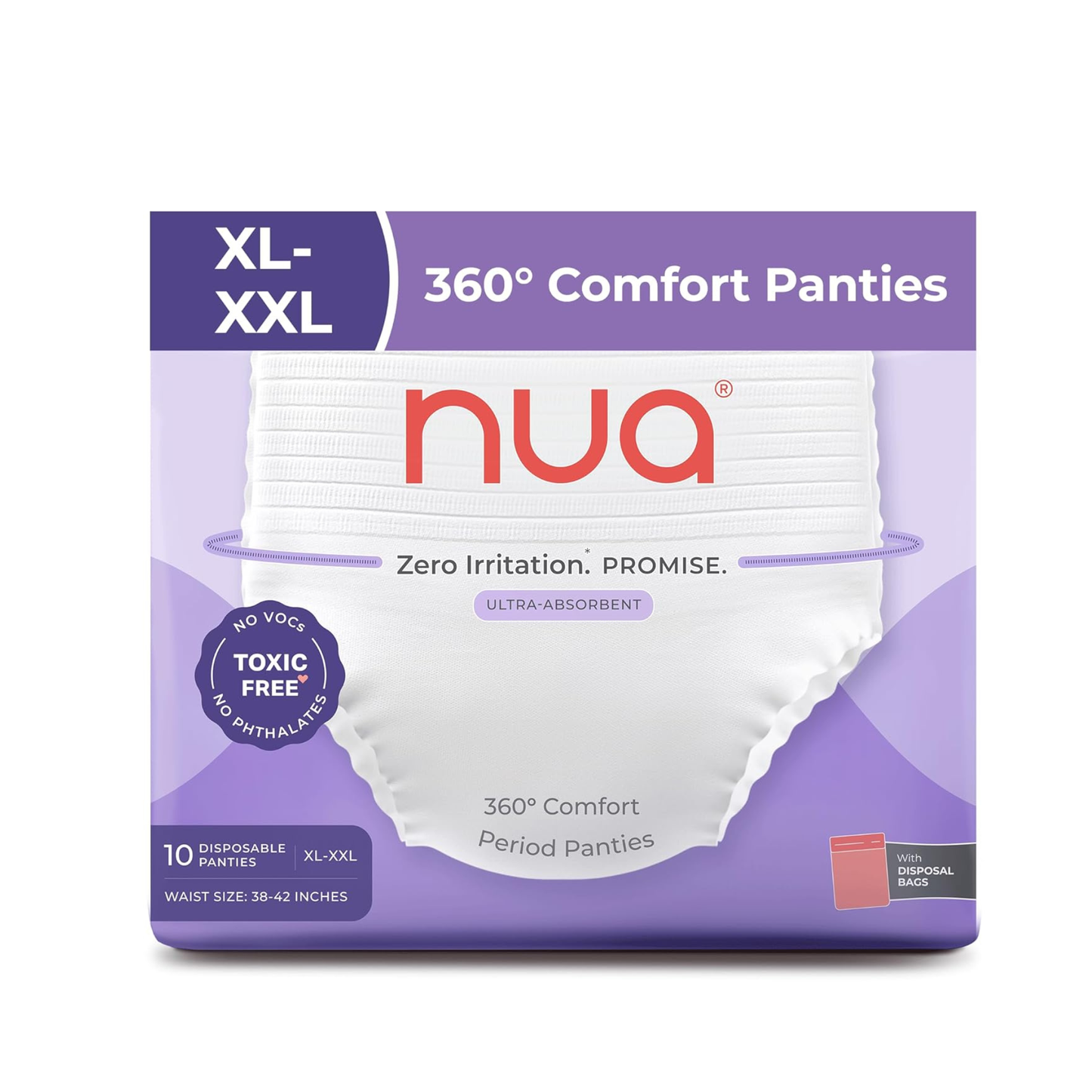 Nua Period Panties for Women – Ultra-Absorbent Period Underwear, Leak-Proof Menstrual Panties, Eco-Friendly Feminine Hygiene Products from Xl - XXL (Pack of 10)