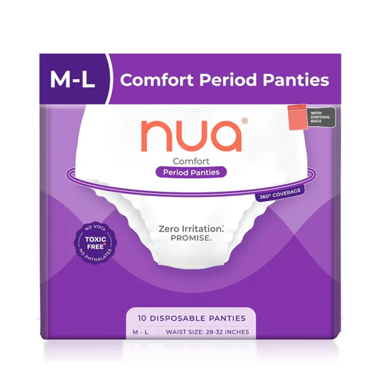 Nua Period Panties for Women – Ultra-Absorbent Period Underwear, Leak-Proof Menstrual Panties, Eco-Friendly Feminine Hygiene Products from M-L (Pack of 10)