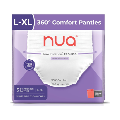 Nua Period Panties for Women – Ultra-Absorbent Period Underwear, Leak-Proof Menstrual Panties, Eco-Friendly Feminine Hygiene Products from L- XL (Pack of 5)