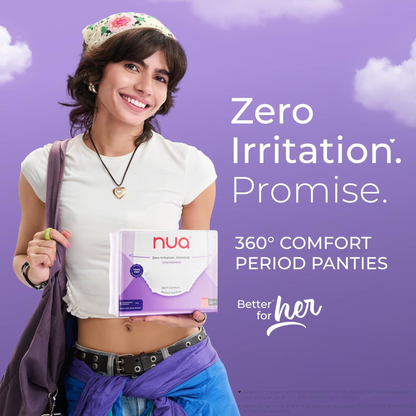 Nua Period Panties for Women – Ultra-Absorbent Period Underwear, Leak-Proof Menstrual Panties, Eco-Friendly Feminine Hygiene Products from L- XL (Pack of 5)