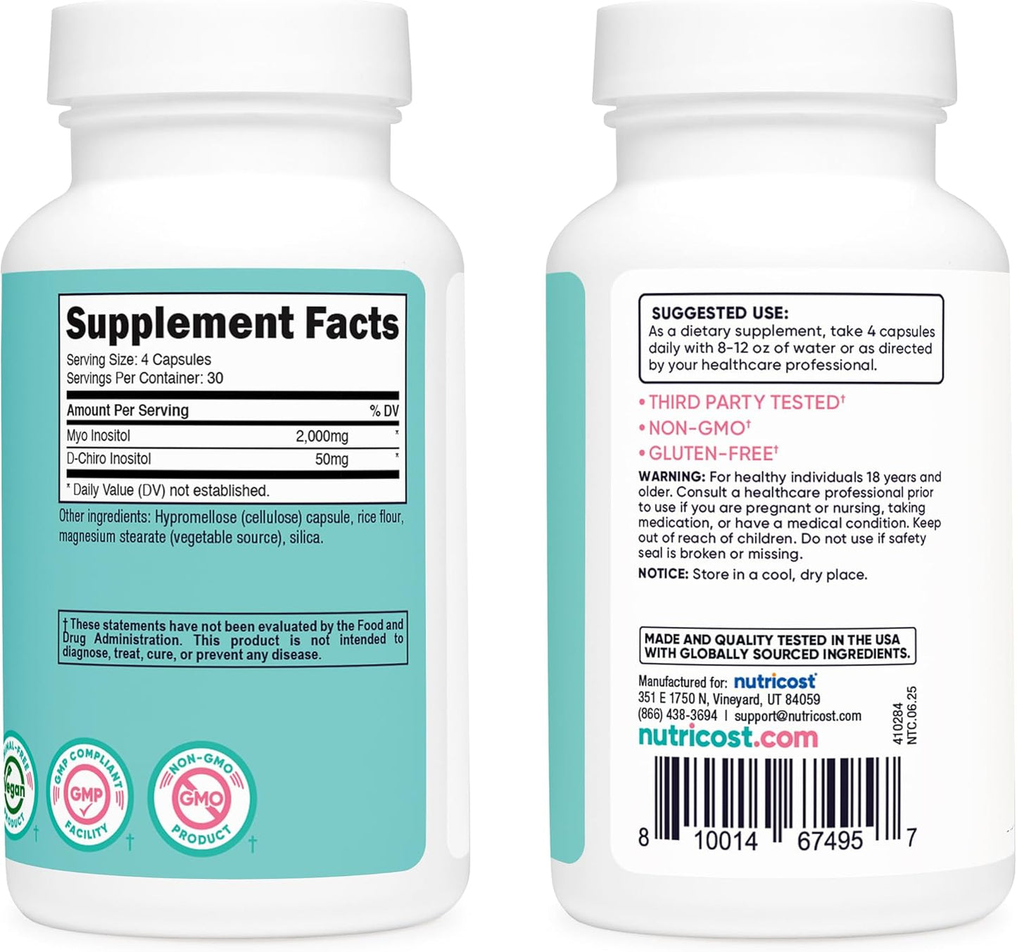 Nutricost Myo + D Chiro Inositol Capsules for Women - 120 Capsule