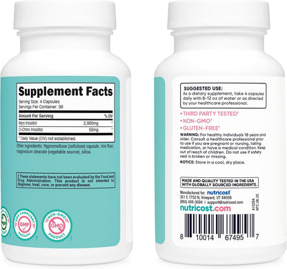 Nutricost Myo + D Chiro Inositol Capsules for Women - 120 Capsule