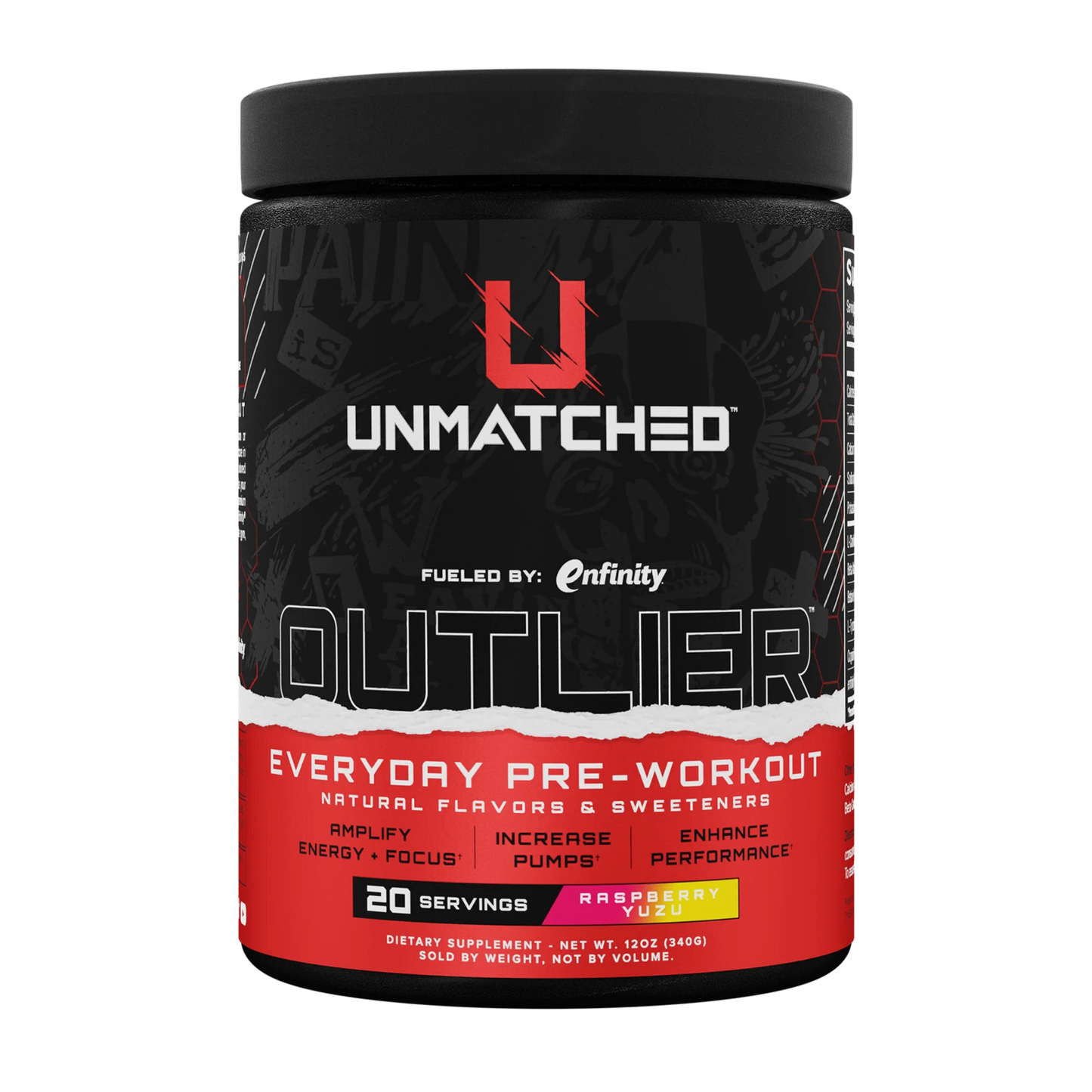 Unmatched Outlier | Pre-Workout Sports Supplement for Energy & Performance - Raspberry Yuzu (20 servings)
