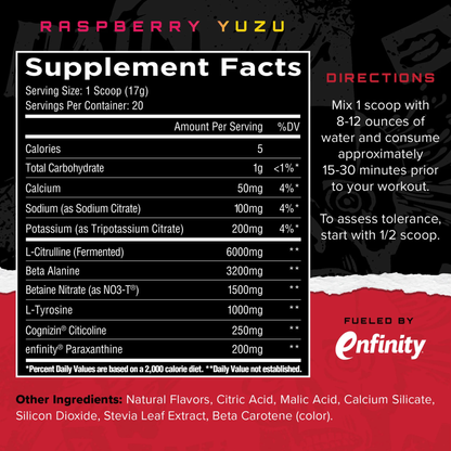 Unmatched Outlier | Pre-Workout Sports Supplement for Energy & Performance - Raspberry Yuzu (20 servings)