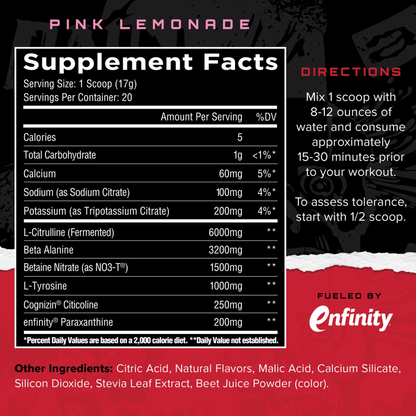 Unmatched Outlier | Pre-Workout Sports Supplement - Pink Lemonade (20 servings)