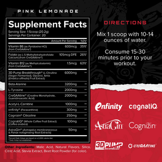 Unmatched BH2K | Advanced Pre-Workout Sports Supplement for Energy & Performance - Pink Lemonade (20 serving)