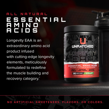 Unmatched Longevity EAA | EAA Powder & Amino Acid Supplement - Pink Lemonade (30 serving)