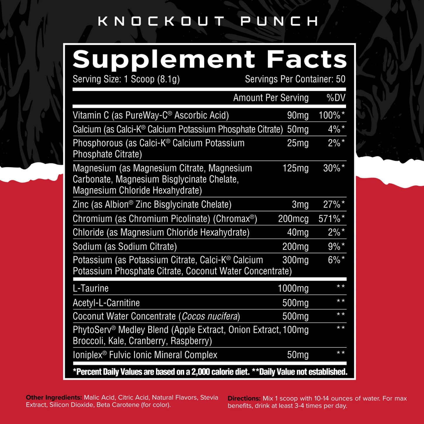 Unmatched ElectraShred | Hydration Powder with Electrolyte Blend - Knockout Punch (50 serving)