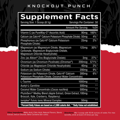Unmatched ElectraShred | Hydration Powder with Electrolyte Blend - Knockout Punch (50 serving)