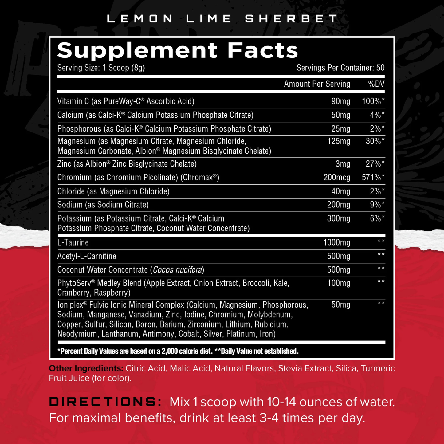 Unmatched ElectraShred | Hydration Powder with Electrolyte Blend- Lemon Lime Sherbet (50 serving)