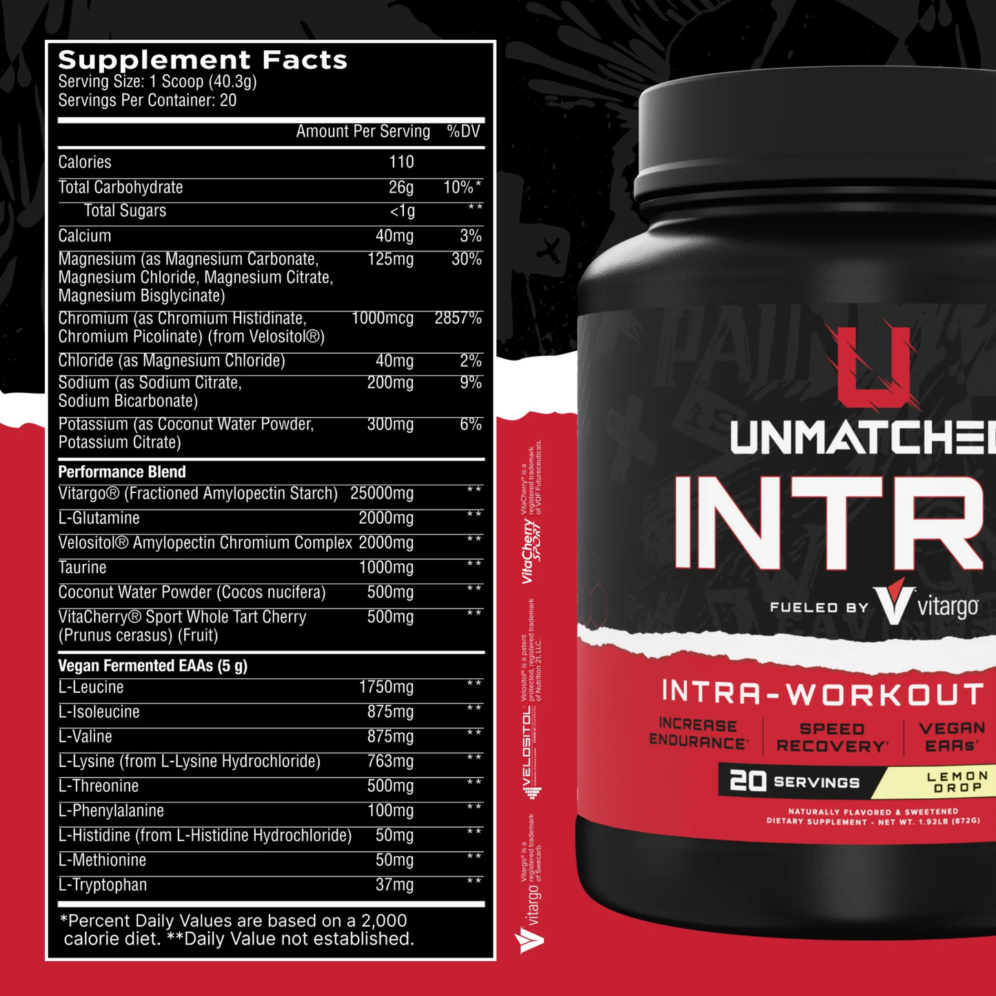 Unmatched Intra Workout Supplement for Hydration, Endurance & Recovery - Fruit Punch (20 Servings)