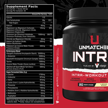 Unmatched Intra Workout Supplement with EAA & Electrolytes - Unflavored (20 servings)