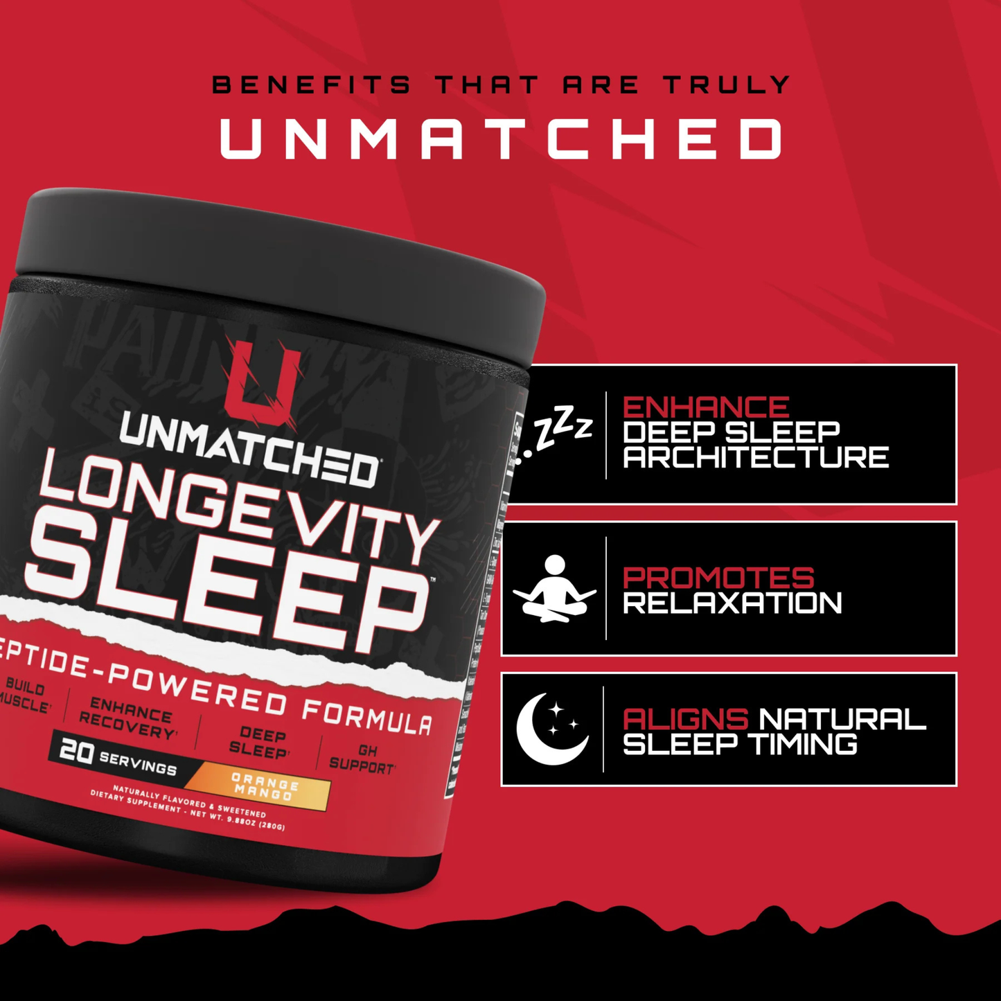 Unmatched Longevity Sleep | Advanced Sleep Support & Recovery Supplement - Lemon Drop (20 servings)