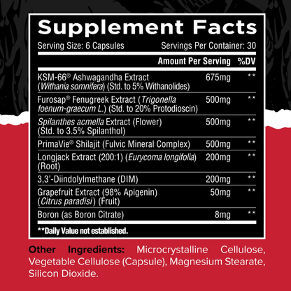 Unmatched Longevity Test | Men’s Health & Performance Supplement (180 capsules)