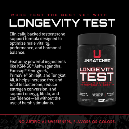 Unmatched Longevity Test | Men’s Health & Performance Supplement (180 capsules)