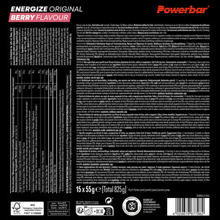 PowerBar Energize Original Berry Energy Bar – High Carb 2:1 Sports Bar with Sodium & Magnesium | 15 x 55g | Protein Bar for Endurance Running, Cycling & Team Sports