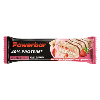 PowerBar PB 40% Protein +Crisp Strawberry White Chocolate Bar – 40% High Protein Crispy Sports Bar | 12 x 40g | Protein Bar for Gym, Lean Muscle & Fitness