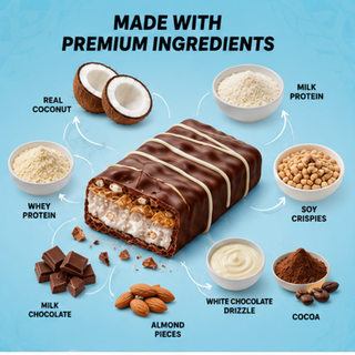 PowerBar PB 40% Protein +Crisp Choco Coco Bar – 40% High Protein Chocolate Coconut Crispy Sports Bar | 12 x 40g | Protein Bar for Gym, Muscle Recovery & Fitness