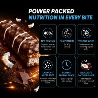 PowerBar PB 40% Protein +Crisp Choco Coco Bar – 40% High Protein Chocolate Coconut Crispy Sports Bar | 12 x 40g | Protein Bar for Gym, Muscle Recovery & Fitness