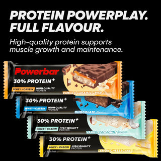 PowerBar ProteinPlus 30% Vanilla Caramel Crisp Protein Bar – 30% High Protein Sports Bar | 15 x 55g | High Protein Snack Bar for Muscle Recovery, Gym & Fitness