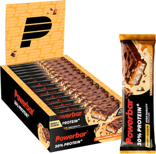PowerBar ProteinPlus 30% Vanilla Caramel Crisp Protein Bar – 30% High Protein Sports Bar | 15 x 55g | High Protein Snack Bar for Muscle Recovery, Gym & Fitness