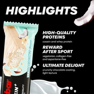 PowerBar ProteinPlus 30% Vanilla Coconut Protein Bar – 30% High Protein Sports Bar for Muscle Recovery | 15 x 55g | Protein Bar for Gym, Fitness & Post-Workout