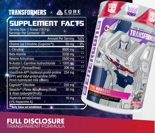 Core Nutritionals PRE WORKOUT TRANSFORMERS® ENERGON (Pre Workout) Mixed Berry Kiwi (Optimus Prime)