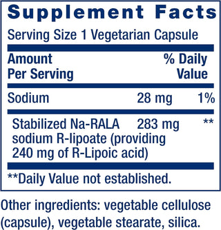 Life Extension Super R-Lipoic Acid 240 mg - Supports Cellular Energy - Supplement for Anti-Aging and Liver Health - Non-GMO, Gluten-Free - 60 Vegetarian Capsules Life Extension