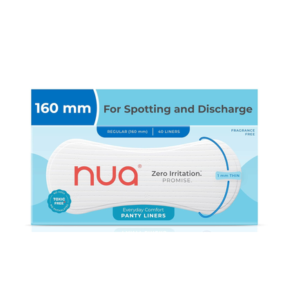 Nua Super-Thin Panty Liners for Daily Use, Rash-Free & Individually Wrapped - Pack of 40 liners