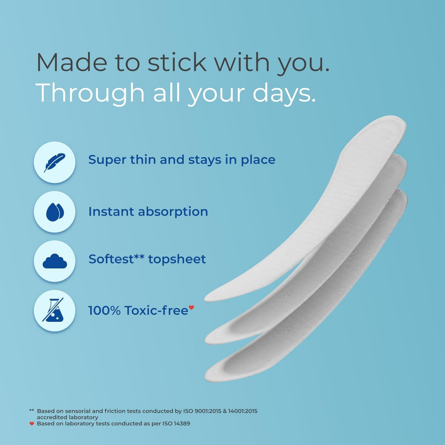 Nua Super-Thin Panty Liners for Daily Use, Rash-Free & Individually Wrapped - Pack of 40 liners