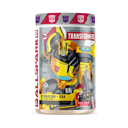 Core Nutritionals Transformers All Spark Hydration + EAA Full Electrolyte Blend for Recovery Bumblebee - 30 Servings (Sour Lemon Candy)