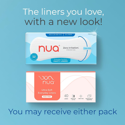 Nua Super-Thin Panty Liners for Daily Use, Rash-Free & Individually Wrapped - Pack of 40 liners