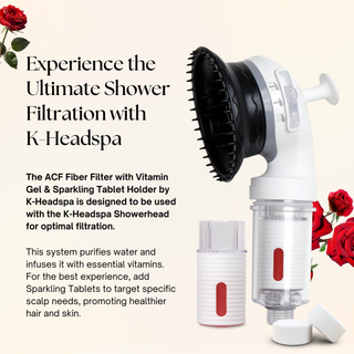 K-HeadSpa ACF Fiber Filter with Vitamin Gel & Sparkling Tablet Holder - Rose K-HeadSpa
