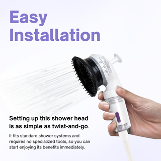 K-HeadSpa Water Filtration Shower System with Massage Head, Activated Carbon Filter, Vitamin Gel & Holder – Lavender K-HeadSpa
