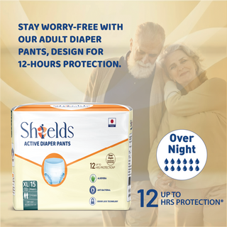 Shields Adult Diapers, Unisex Incontinence Diaper Pull-Ups for Women & Men, Leak-Proof, Daily Bladder Protection - Pack of 4 (XL)