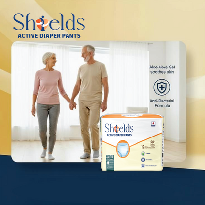 Shields Adult Diapers, Unisex Incontinence Diaper Pull-Ups for Women & Men, Leak-Proof, Daily Bladder Protection - Pack of 4 (XL)