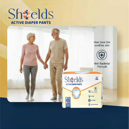 Shields Adult Diapers, Unisex Incontinence Diaper Pull-Ups for Women & Men, Leak-Proof, Daily Bladder Protection - Pack of 6 (M)