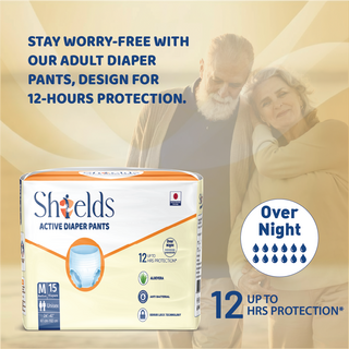 Shields Adult Diapers, Unisex Incontinence Diaper Pull-Ups for Women & Men, Leak-Proof, Daily Bladder Protection - Pack of 1 (M)