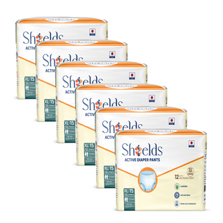 Shields Adult Diapers, Unisex Incontinence Diaper Pull-Ups for Women & Men, Leak-Proof, Daily Bladder Protection - Pack of 6 (XL)